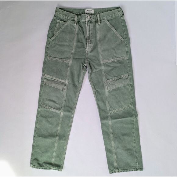 Agolde Denim - AGOLDE Jeans Cooper Womens 30 Green A9120D-1163 100% Cotton Cargo Wide Leg
